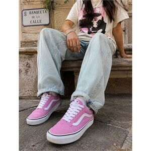 Vans Old Skool Pink White Suede Canvas Sneakers Women’s 7.5 Skate Y2K